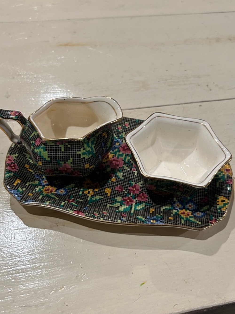 Vintage Royal Winton Grimwades chintz breakfast "Victorian" pattern.